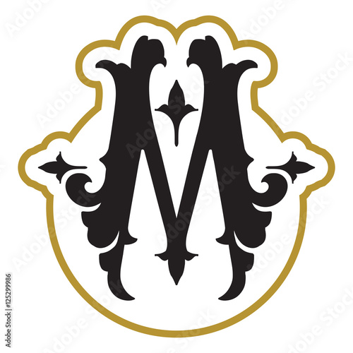 Elegant floral monogram design template with letter M . Wedding monogram. Business sign, monogram identity for restaurant, boutique, hotel, heraldic, jewelry.