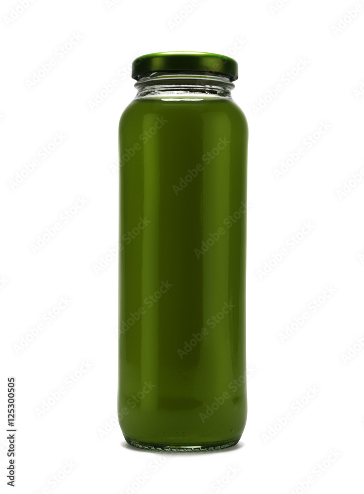 Bottle filled with green liquid