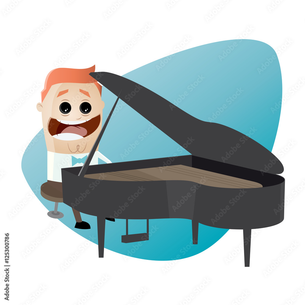 funny cartoon man playing piano Stock Vector | Adobe Stock