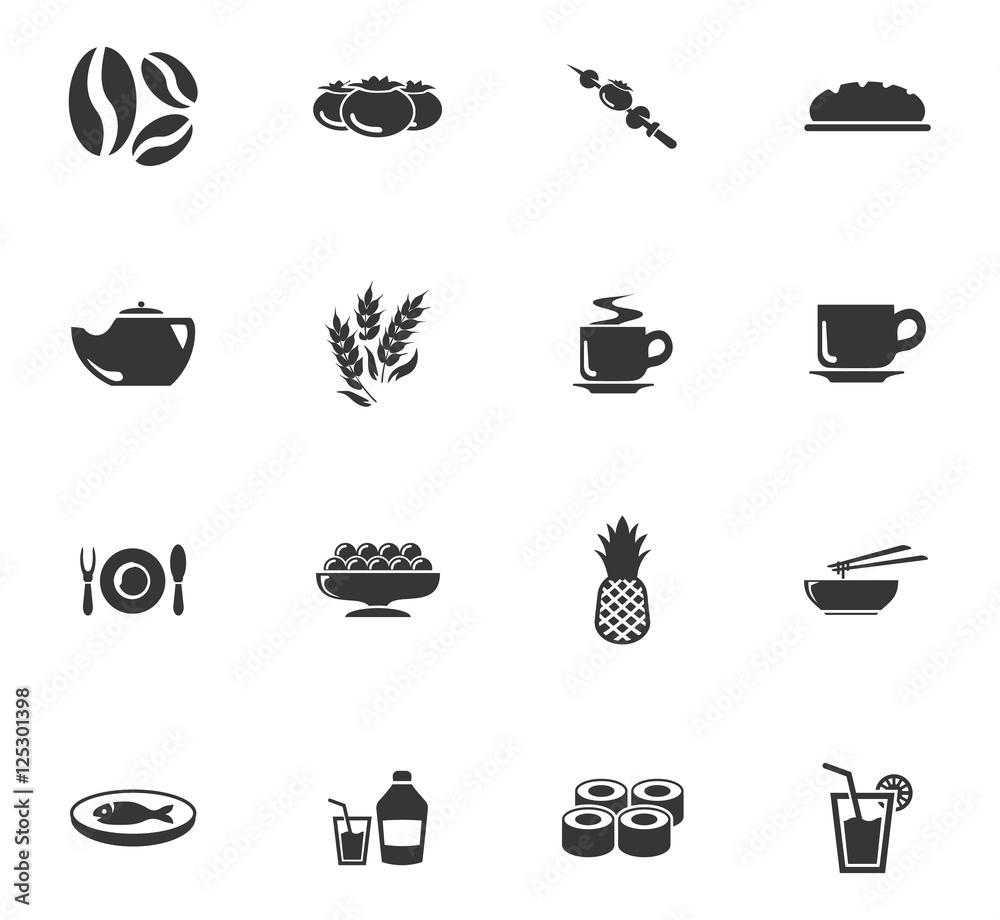 Obraz premium Vector food icons set
