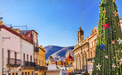 Colorful Street Christmas Decorations Tree Guanajuato Mexico