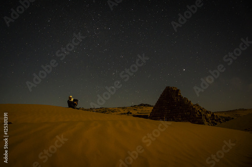Meroe pyramids in Sudan at night