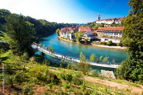 View of Bern old city center with river Aare, Switzerland photo