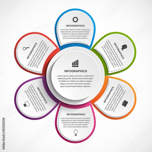 Abstract options infographics template with flower. Infographics for business presentations or information banner.