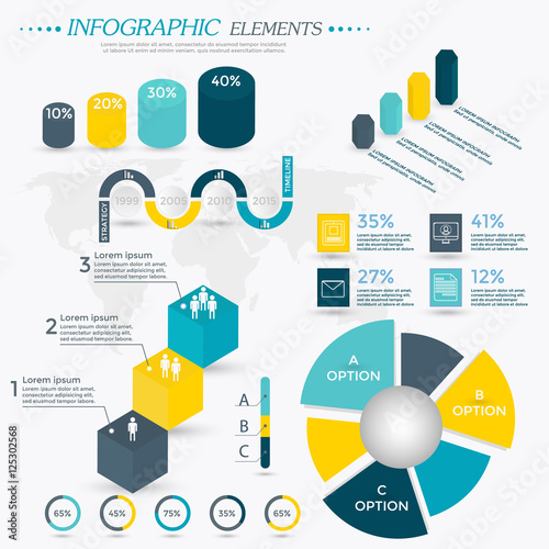 Infographic Elements Collection - Business Vector Illustration can be used for workflow layout, banner, number options, step up options, web design, presentation, booklet, website,  etc.  