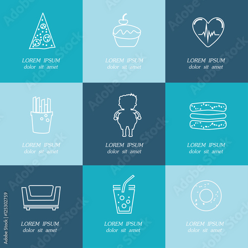 Obesity icons set