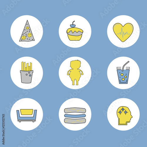 Obesity icons set