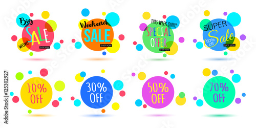 Set of round sale banner templates