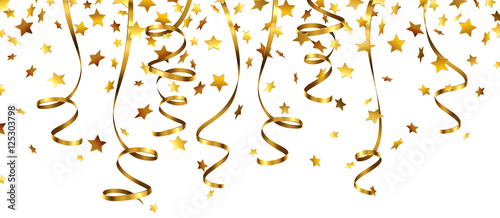 Stern Konfetti Gold mit goldenen Luftschlangen 