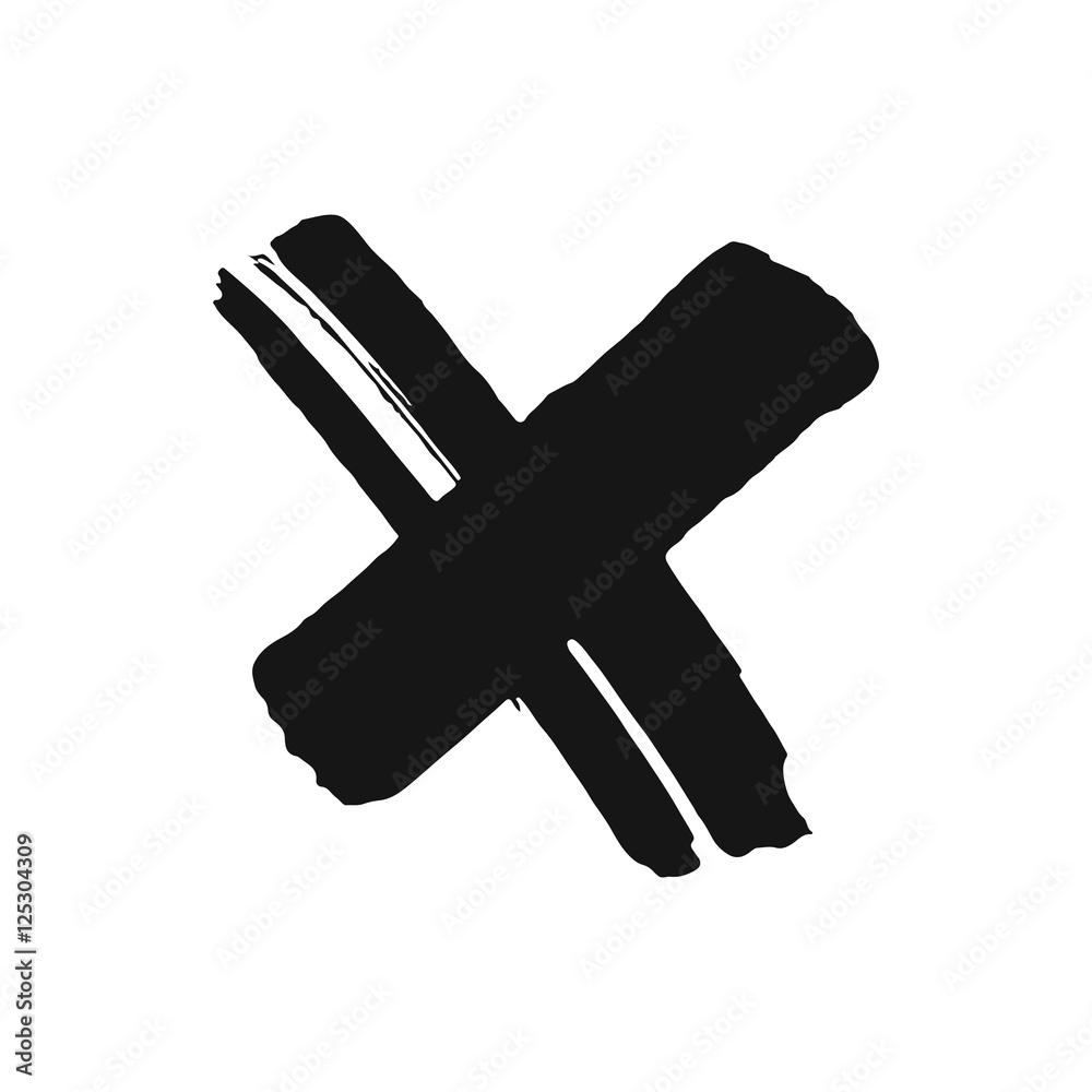 Obraz premium X. Letter X made with ink. Black cross. Mark grunge style. vector