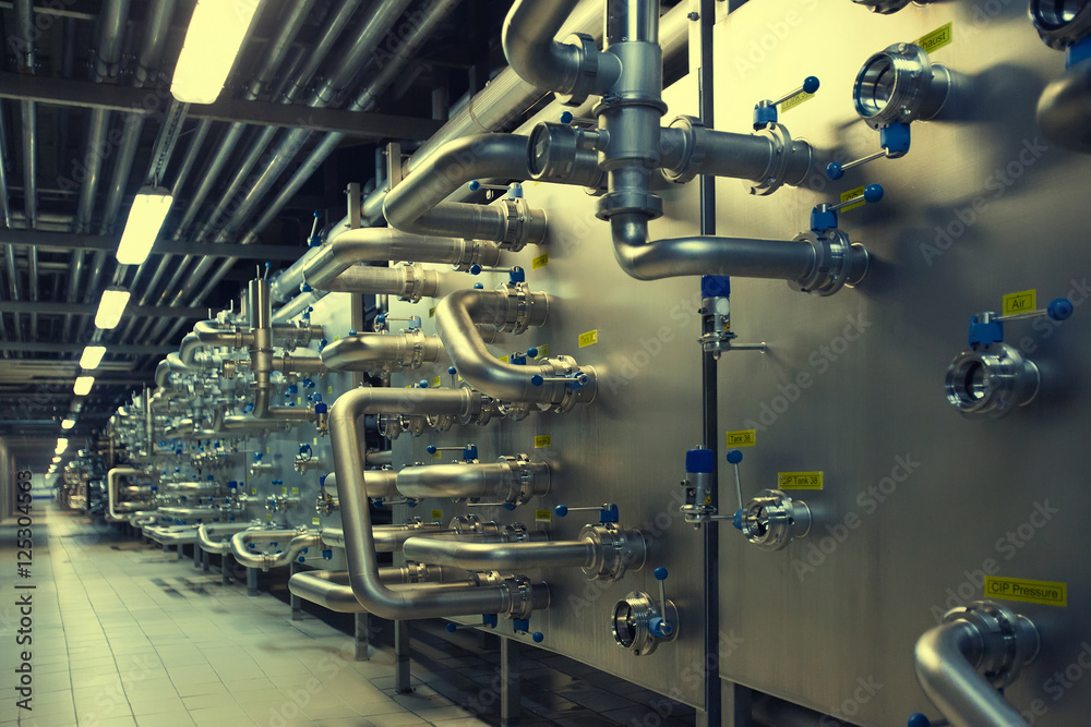 Brewing pipelines on the plant department. Brewing pipelines on the plant department.