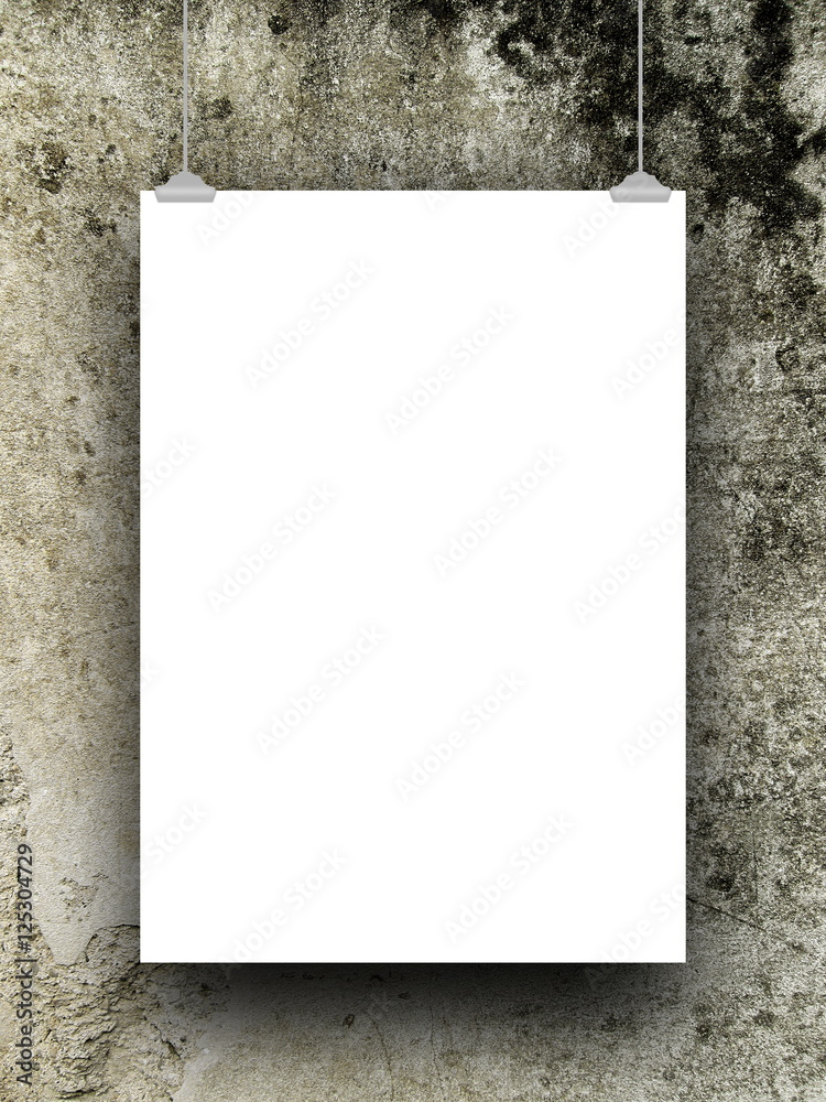 Single blank frame hanged by clips against dirty wall background Single blank frame hanged by clips against dirty wall background