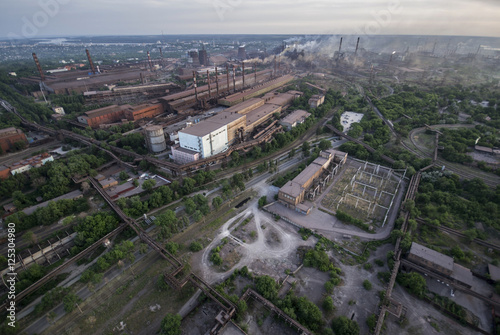 Фотография Panoramic view of metallurgical plants from the height , Zaporozhye, Ukraine