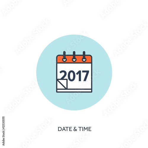 Flat calendar icon. Date and time background. New year. 2017. Christmas. December.