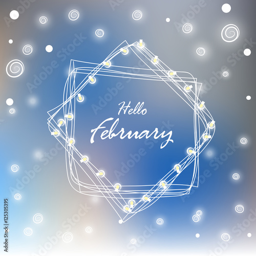 Hello february snowflakes electric garland Card