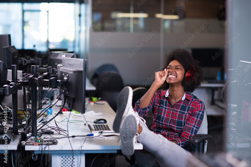 portrait of a young successful African-American woman in modern portrait of a young successful African-American woman in modern