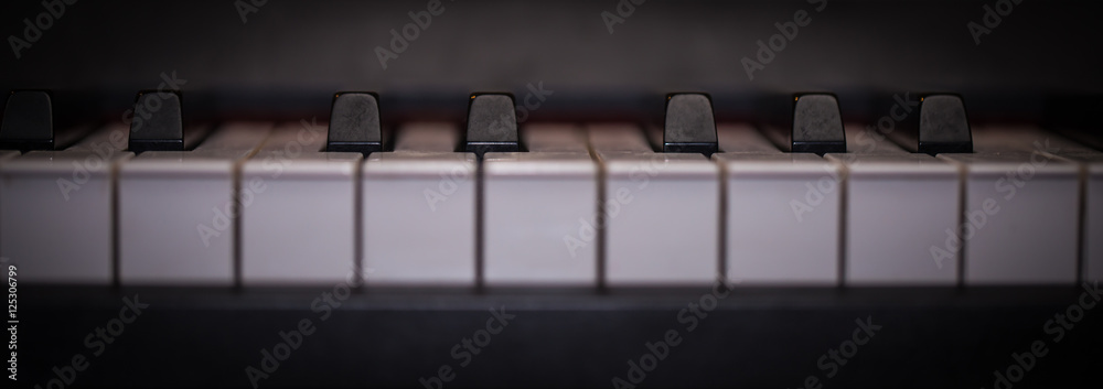 Naklejka premium piano keys close-up, musical instrument