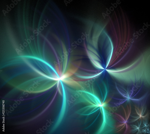 Abstract black background with fireworks pattern. Pastel rainbow