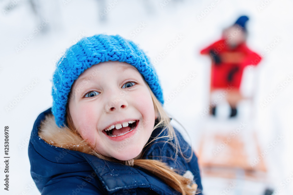 Kids outdoors on winter Kids outdoors on winter