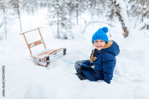 Little girl outdoors on winter