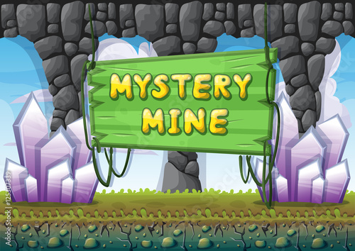 cartoon vector cave with separated layers for game and animation game design asset