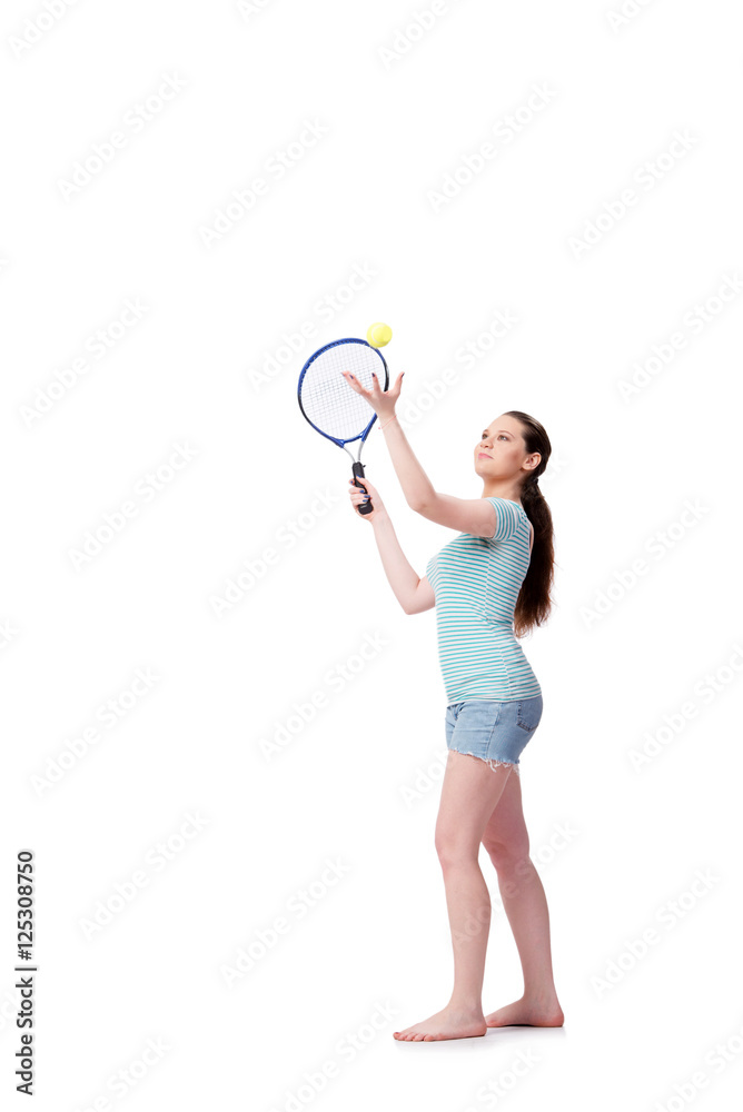 Young woman in sports concept isolated on the white Young woman in sports concept isolated on the white