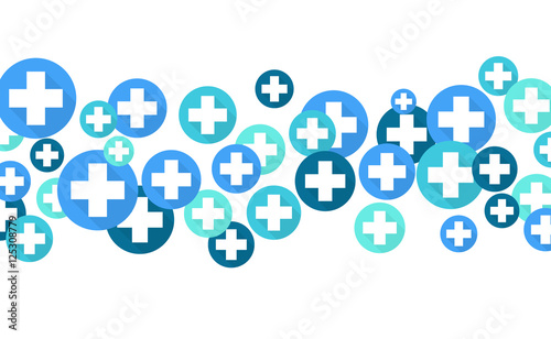 Medical background, blue crosses symbols, vector illustration design