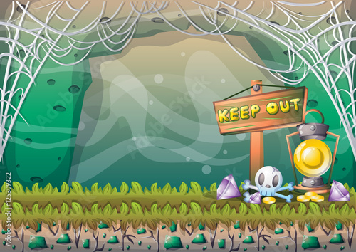 cartoon vector cave with separated layers for game and animation game design asset