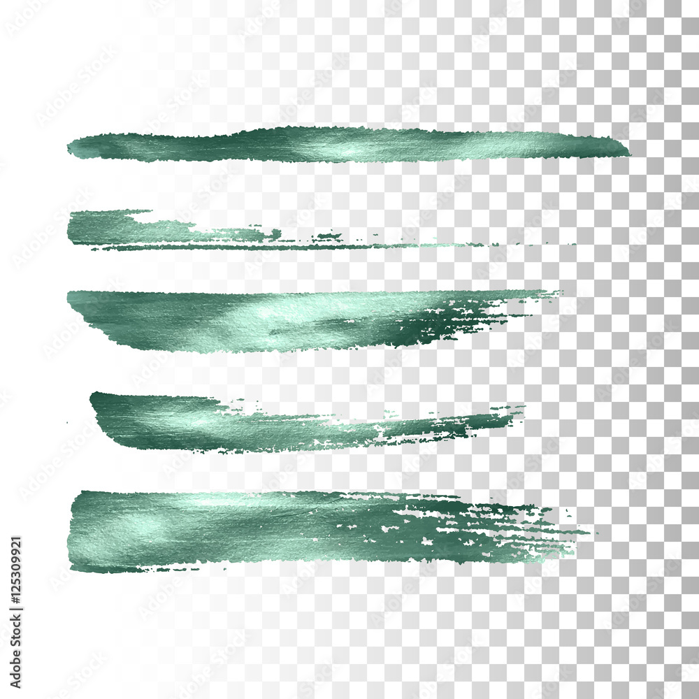 Metallic paint brush stroke set.