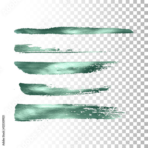 Metallic paint brush stroke set.