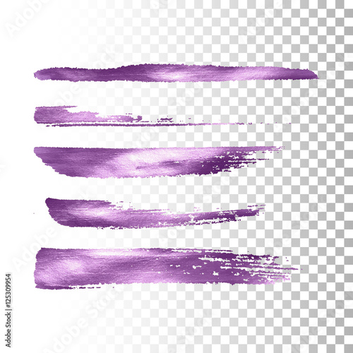 Metallic paint brush stroke set.