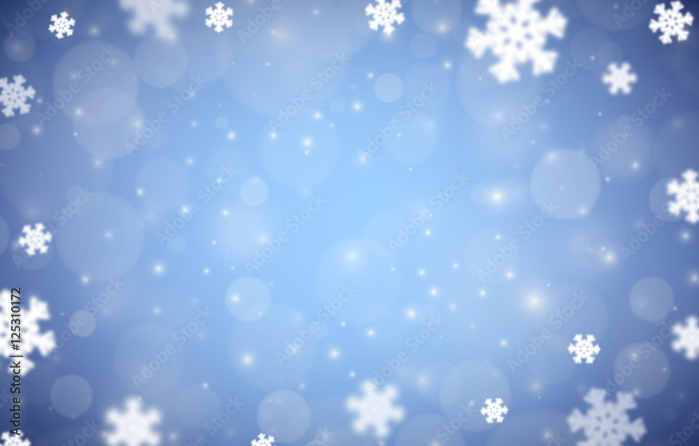 Snowflakes christmas background, blue variant, vector illustration