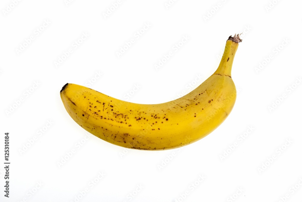 One Ripe Banana Isolated on White Background One Ripe Banana Isolated on White Background