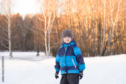 child boy on winter walk