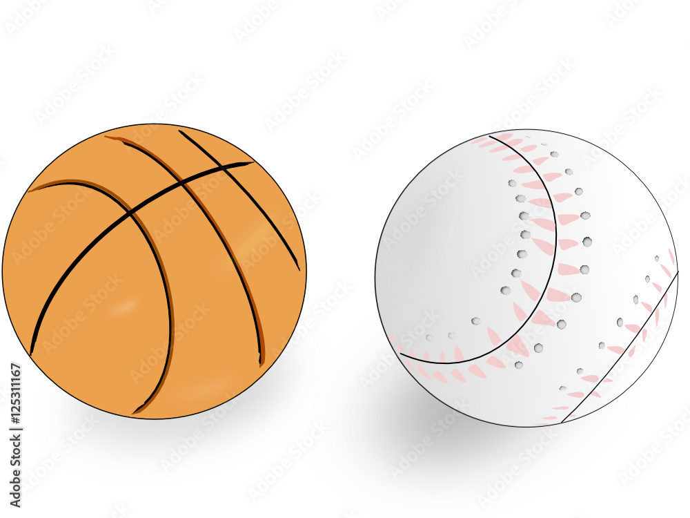 Dos pelotas deportivas sobre fondo blanco. Stock Vector | Adobe Stock