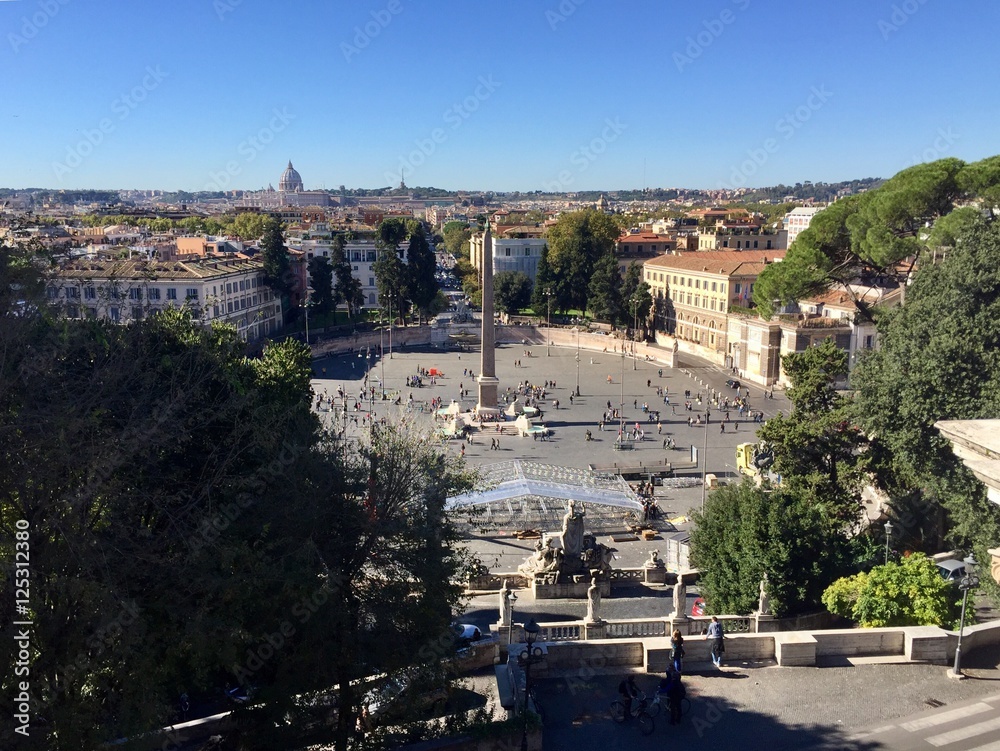 Fototapeta premium Roma, panorama e piazza del Popolo dal Pincio