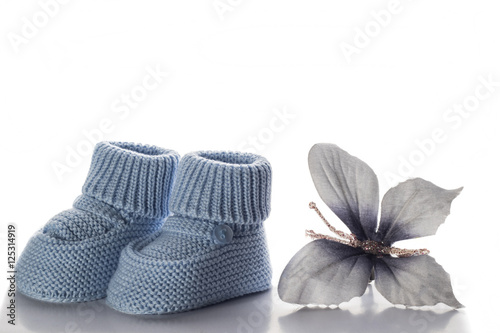 Zapatos de bebé azul Fototapeta
