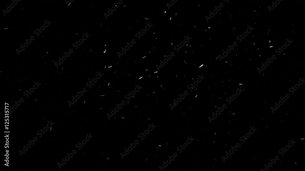 Falling down in real time snowflakes from right to left, calm small snow, shot on black background, matte, wide angle, isolated, perfect for digital composition Falling down in real time snowflakes from right to left, calm small snow, shot on black background, matte, wide angle, isolated, perfect for digital composition
