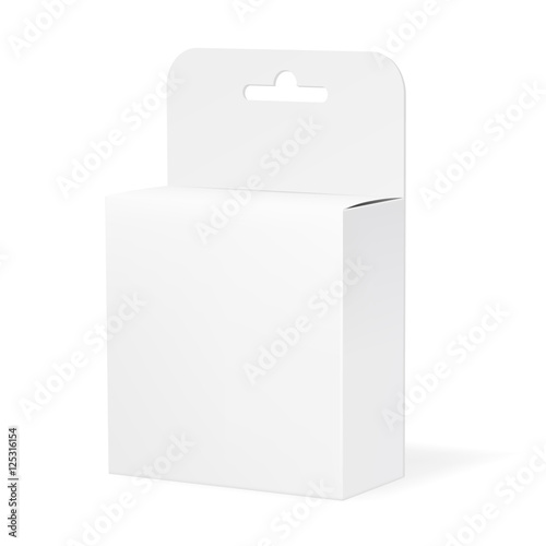 White Product Package Box With Hang Slot