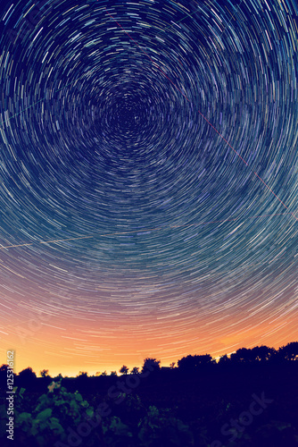 Startrails with trees, long exposure Instagram wash-out effect