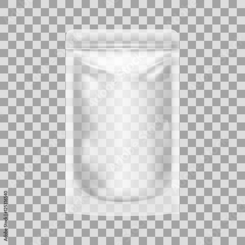 Transparent Blank Pouch With Zipper. Pack For Sauce, Mayonnaise Or Ketchup