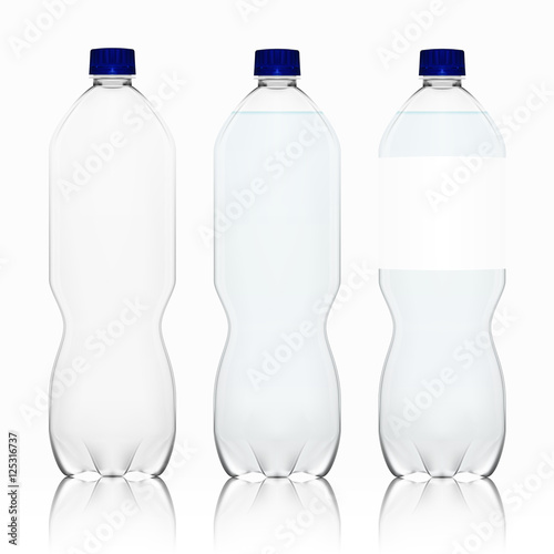 Realistic Transparent Empty Clean Plastic Bottle With Label Placeholder Template