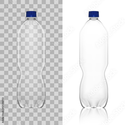 Realistic Transparent Empty Clean Plastic Bottle Template