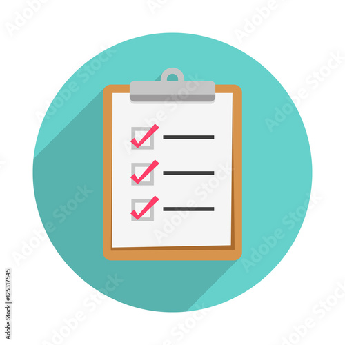 Clipboard Checklist Long Shadow Icon