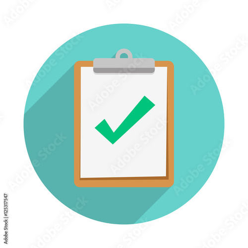 Clipboard Check Mark Long Shadow Icon