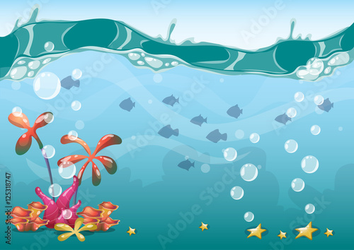 cartoon vector underwater background with separated layers for game art and animation game design asset in 2d graphic