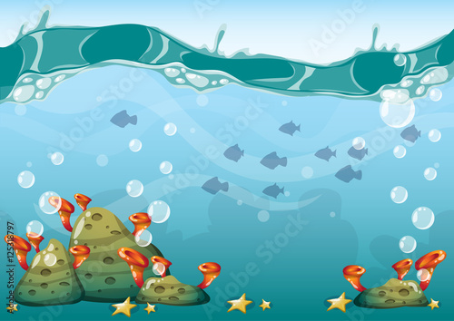 cartoon vector underwater background with separated layers for game art and animation game design asset in 2d graphic