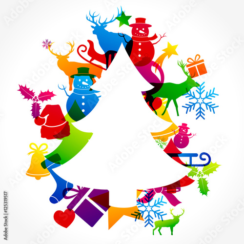 Christmas tree background with copy space and decorations