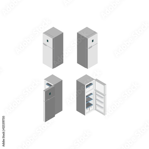 Closed and Opened Refrigerator