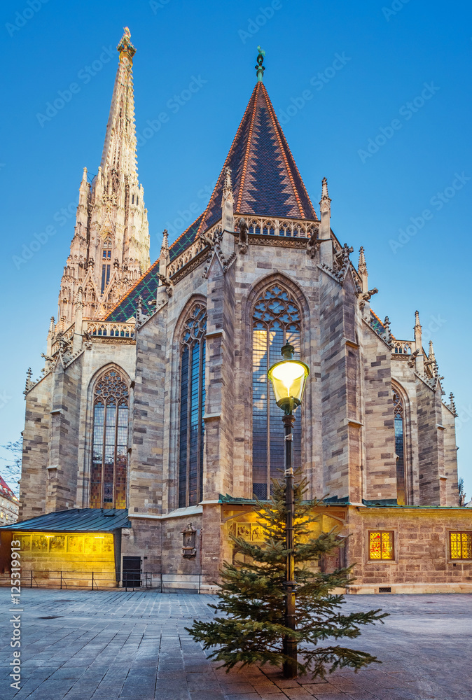 Fototapeta premium Katedra św. Stefana i choinka w Wiedniu